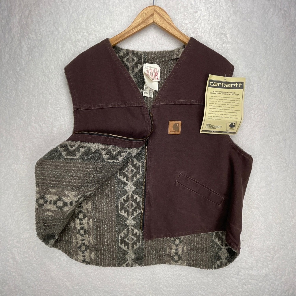 Carhartt Tundra Vest Aztec Pile Lining Mens 2XL VP173 Mocha Brown Deadstock